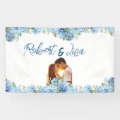 Elegant Blue Floral Wedding  Spandoek (Horizontaal)