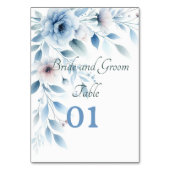 Elegant Blue Floral Wedding Table Card Kaart (Voorkant)