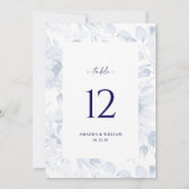 Elegant Blue Floral Wedding Table Number Card Kaart (Achterkant)