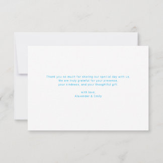 Elegant Blue Floral Wedding Thank You Card RSVP Kaartje