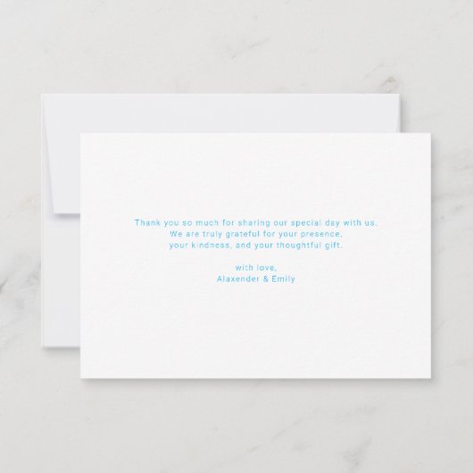 Elegant Blue Floral Wedding Thank You Card RSVP Kaartje (Achterkant)