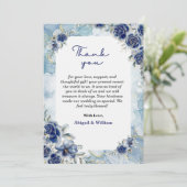 Elegant Blue Floral Wedding Thank You Flat Cards Bedankkaart (Staand voorkant)
