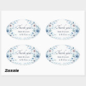 Elegant Blue Floral Wedding Thank-you Sticker (Vel)