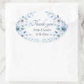 Elegant Blue Floral Wedding Thank-you Sticker (Tas)