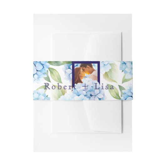 Elegant Blue Floral Wedding  Uitnodigingen Wikkel (Voorkant Voorbeeld)