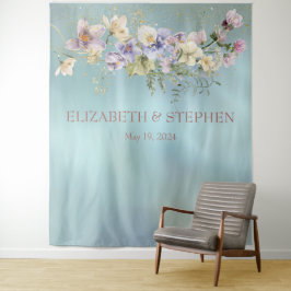Elegant Blue Floral Wedding Wandkleed