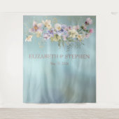 Elegant Blue Floral Wedding Wandkleed (Voorkant)