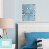 Elegant Blue Floral Wedding Welcome Folie Sign Afdrukken (Insitu (Slaapkamer))