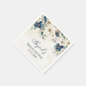 Elegant Blue Floral Winter Bridal Shower Napkin Servet (Hoek)