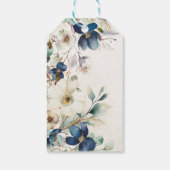 Elegant Blue Floral Winter Wedding Cadeaulabel (Achterkant)