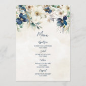 Elegant Blue Floral Winter Wedding Menu (Voorkant)
