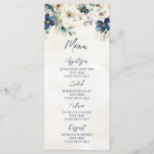 Elegant Blue Floral Winter Wedding Menu (Voorkant)