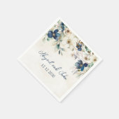 Elegant Blue Floral Winter Wedding Napkin Servet (Hoek)