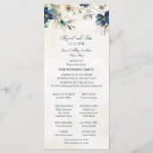 Elegant Blue Floral Winter Wedding Program Programmakaart (Achterkant)