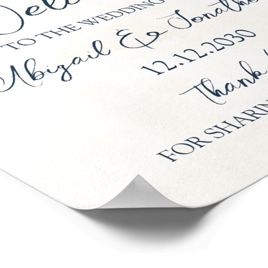 Elegant Blue Floral Winter Wedding Welcome Poster (Hoek)