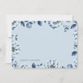 Elegant Blue Floral Womens Speciaal Briefpapier Notitiekaartje (Voorkant)