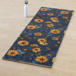 Elegant Blue Floral Yogamat