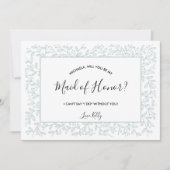 Elegant Blue Floral zal mijn bruidsmeisje Invitati Kaart (Voorkant)