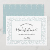 Elegant Blue Floral zal mijn bruidsmeisje Invitati Kaart (Voorkant / Achterkant)