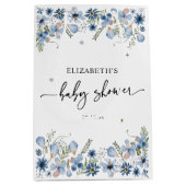 Elegant Blue Florals Baby shower Medium Gift Bag Cadeauzakje (Voorkant)