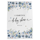Elegant Blue Florals Baby shower Medium Gift Bag Cadeauzakje (Achterkant)
