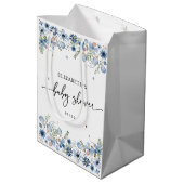Elegant Blue Florals Baby shower Medium Gift Bag Medium Cadeauzakje (Achterkant Gekanteld)