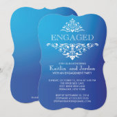 Elegant  Blue Flourish Engagement Party Kaart (Voorkant / Achterkant)