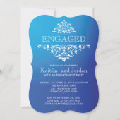 Elegant  Blue Flourish Engagement Party Kaart (Voorkant)