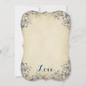 Elegant  Blue Flourish Wedding Invitations Kaart (Achterkant)