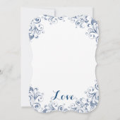 Elegant  Blue Flourish Wedding Invitations Kaart (Achterkant)