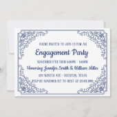 Elegant Blue flourl-lijst verlovingspartij Kaart (Voorkant)