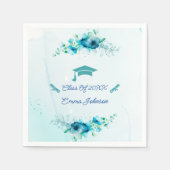 Elegant Blue Flower Afstuderen Custom Paper Servet (Voorkant)