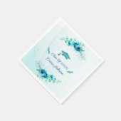 Elegant Blue Flower Afstuderen Custom Paper Servet (Hoek)