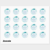 Elegant Blue Flower Afstuderen Gepersonaliseerd Ronde Sticker (Vel)