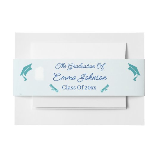 Elegant Blue Flower Afstuderen gepersonaliseerd Uitnodigingen Wikkel (Voorkant Voorbeeld)