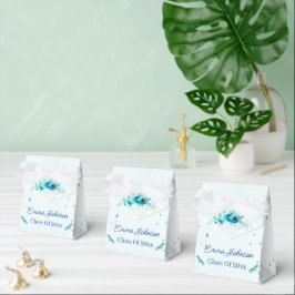 Elegant Blue Flower Gepersonaliseerd Afstuderen Bedankdoosjes