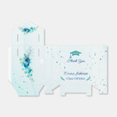 Elegant Blue Flower Gepersonaliseerd Afstuderen Bedankdoosjes (Uitgevouwen)