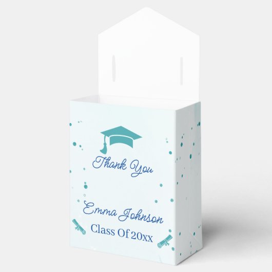 Elegant Blue Flower Gepersonaliseerd Afstuderen Bedankdoosjes (Geopend)