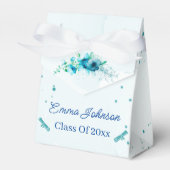 Elegant Blue Flower Gepersonaliseerd Afstuderen Bedankdoosjes (Voorkant Zijde)