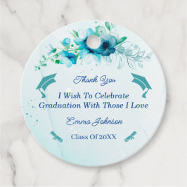 Elegant Blue Flower Gepersonaliseerd Afstuderen Bedankjes Labels