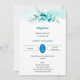 Elegant Blue Flower Gepersonaliseerd Baby shower Kaart