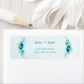 Elegant Blue Flower Gepersonaliseerd retouradres Etiket (Insitu)