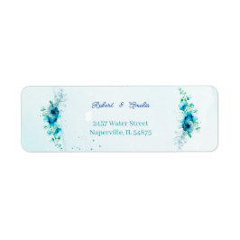 Elegant Blue Flower Gepersonaliseerd retouradres Etiket