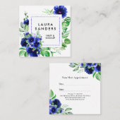 Elegant Blue Flower Hair & Makeup Business Afsprakenkaartje (Voorkant / Achterkant)