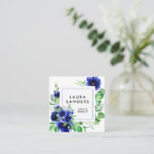 Elegant Blue Flower Hair & Makeup Business Afsprakenkaartje (Staand voorkant)