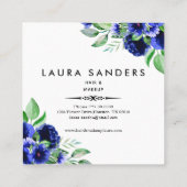 Elegant Blue Flower Hair & Makeup Vierkante Visitekaartje (Achterkant)