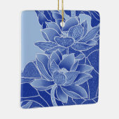 Elegant Blue Flower Lotus Mandala Lily Chinoiserie Keramisch Ornament (Rechts)