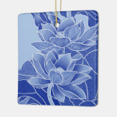 Elegant Blue Flower Lotus Mandala Lily Chinoiserie Keramisch Ornament (Links)