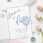 Elegant Blue Flower Simple Script Florence bruilof Save The Date