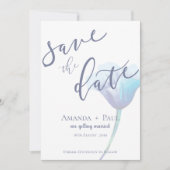 Elegant Blue Flower Simple Script Florence bruilof Save The Date (Voorkant)